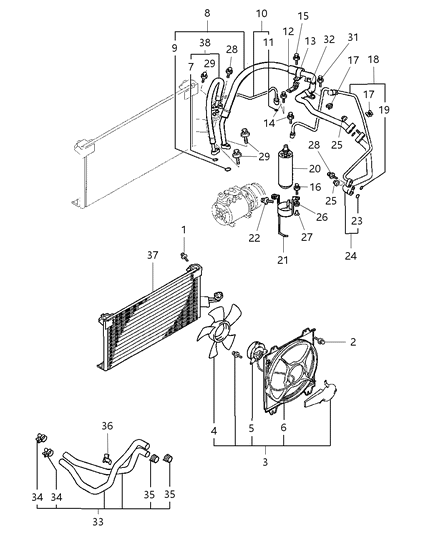 2000 Dodge Avenger Shroud Fan Diagram for MR206939