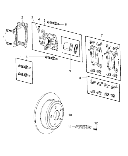 2012 Jeep Wrangler Brakes, Rear, Disc Diagram