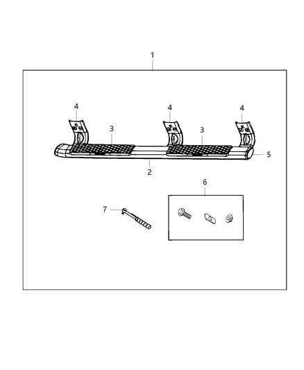 2014 Ram 3500 Pickup Step Kit, Tubular Side Diagram 1