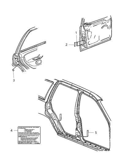 2012 Dodge Durango Doors & Pillars Diagram