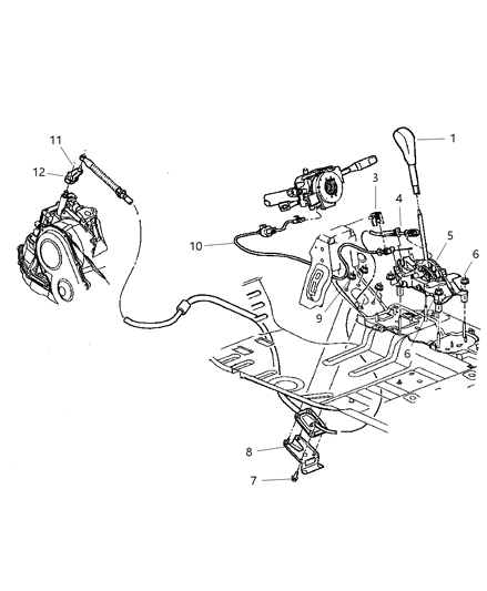 2005 Dodge Neon Transmission Gearshift Control Cable Diagram for 5274750AE