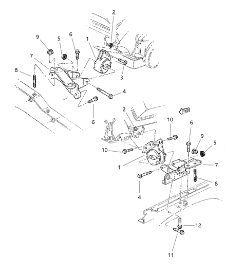 1997 Jeep Grand Cherokee Engine Mounting, Front Diagram 2