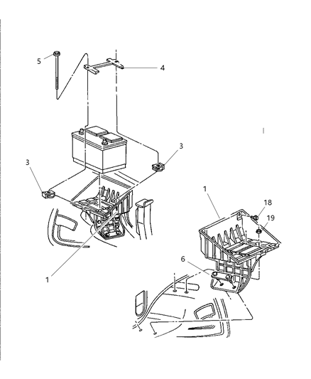 1997 Dodge Ram 3500 Battery Tray & Cables Diagram