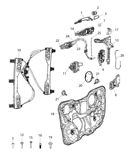 2019 Jeep Cherokee Front Door Window Regulator Diagram for 68227255AA