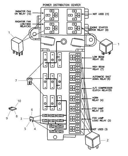 2001 Dodge Viper Power Distribution Center, Fuses And Relays Diagram