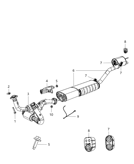 2010 Jeep Commander Exhaust Muffler And Tailpipe Diagram for 68027571AB