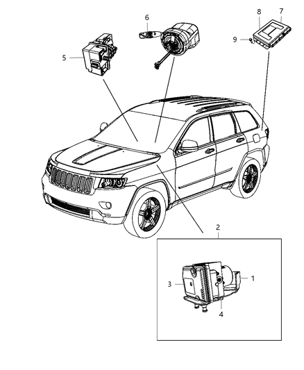 2012 Jeep Grand Cherokee Anti-Lock Brake System Module Diagram for 68157062AA