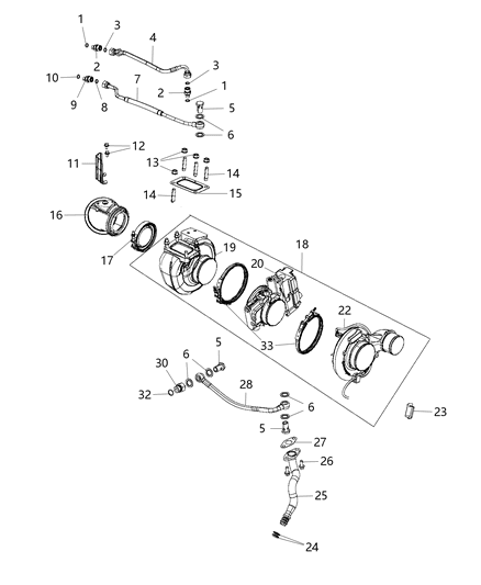 2018 Ram 3500 Turbocharger And Oil Lines / Hoses Diagram