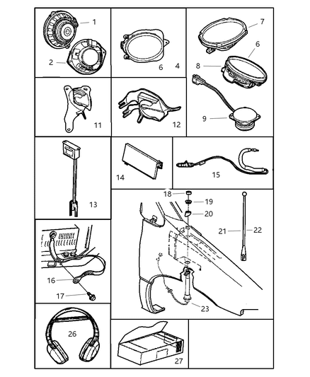 2002 Dodge Caravan Cover-Speaker Opening Diagram for 4754136