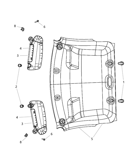 2010 Dodge Ram 2500 Headliner Diagram for 1SF17BD1AA