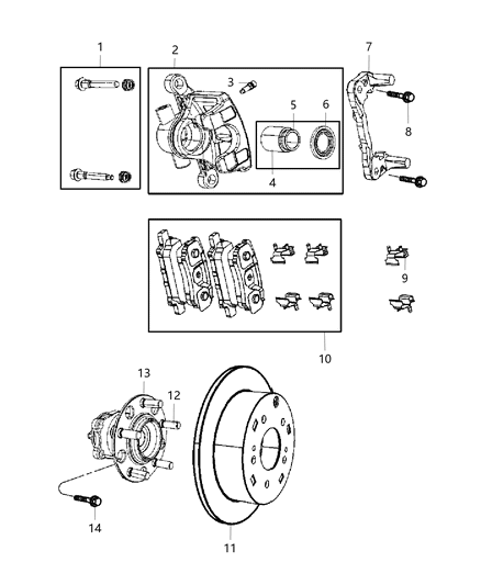 2014 Chrysler 200 Brakes, Rear, Disc Diagram