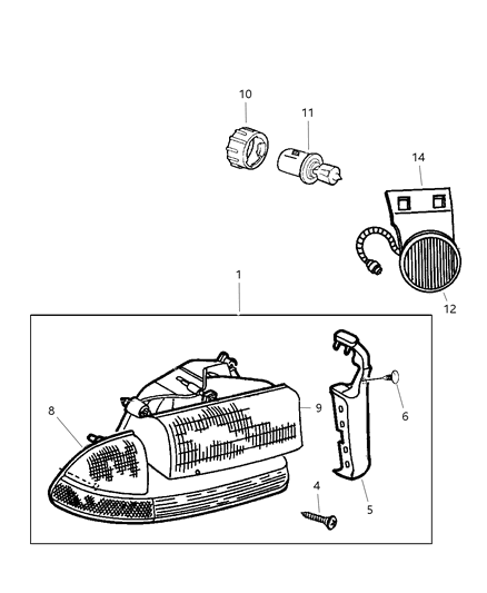 2002 Dodge Durango Lamp-Front Combination Diagram for 55055172AD