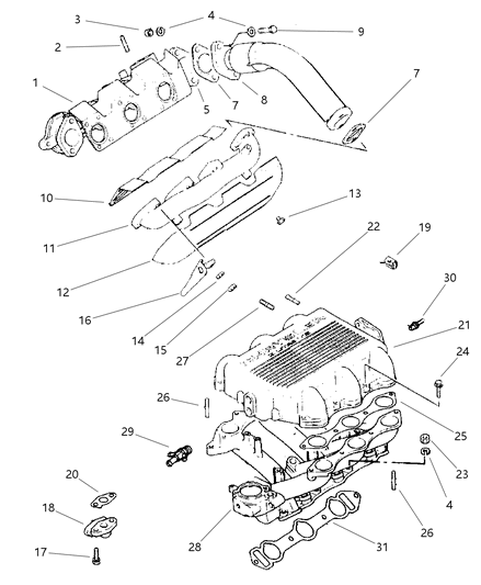 2000 Chrysler Grand Voyager Manifolds - Intake & Exhaust Diagram 2