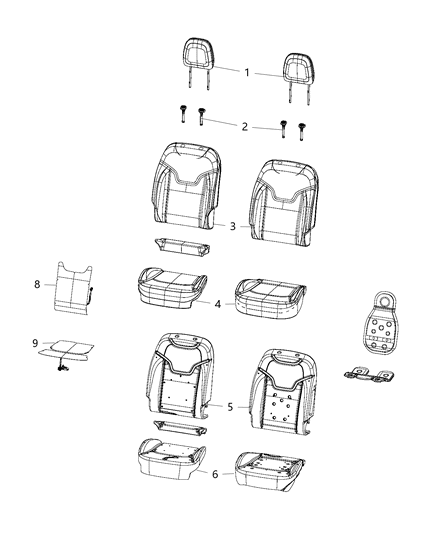 2020 Jeep Compass Front Seat Back Cover Diagram for 6GB64LR5AC