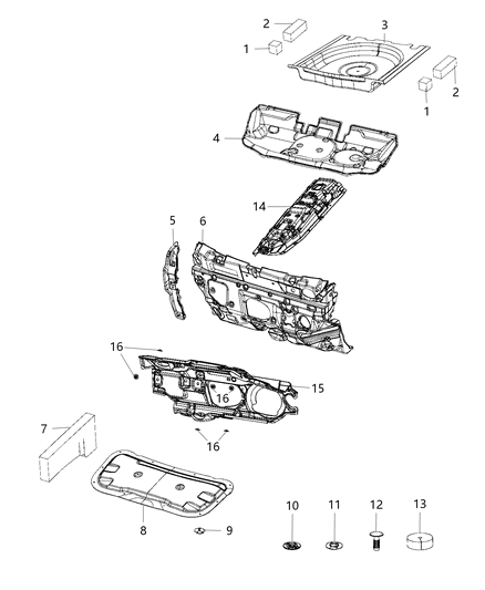2019 Jeep Compass Insulation-Dash Panel Diagram for 68249178AB