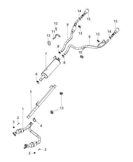 2019 Ram 1500 Exhaust Pipe And Converter Diagram for 68273127AA
