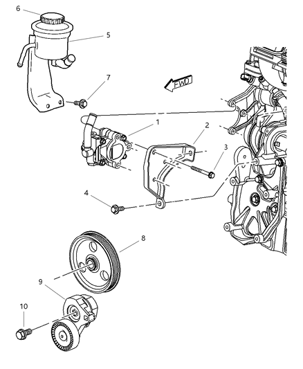 2002 Chrysler PT Cruiser Power Steering Pump Diagram for R4656402AE