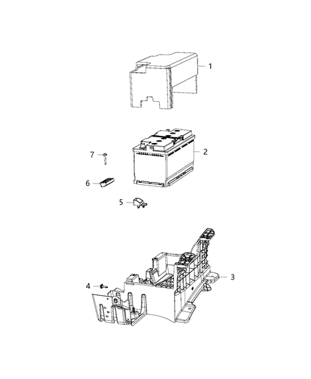 2019 Ram 1500 Battery, Battery Tray And Components Diagram