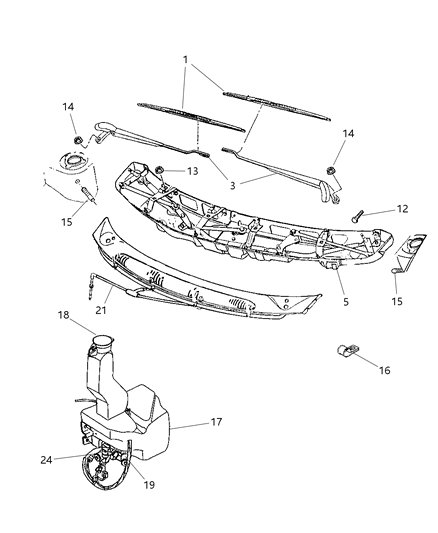 1998 Dodge Caravan Windshield Wiper & Washer System Diagram