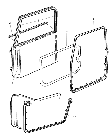 1997 Jeep Wrangler WEATHERSTRIP-Door Belt Outer Right Diagram for 55176564