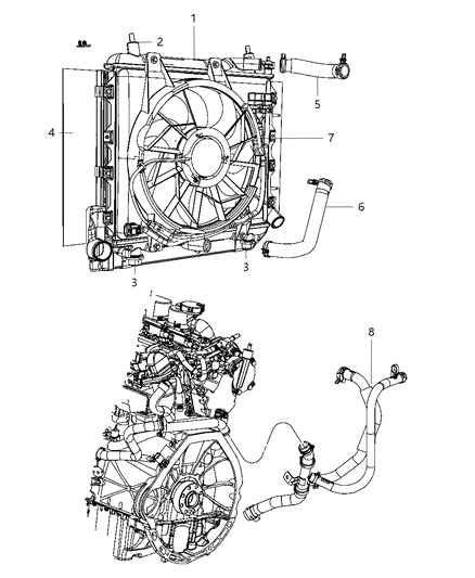 2008 Chrysler PT Cruiser Radiator & Related Parts Diagram 1