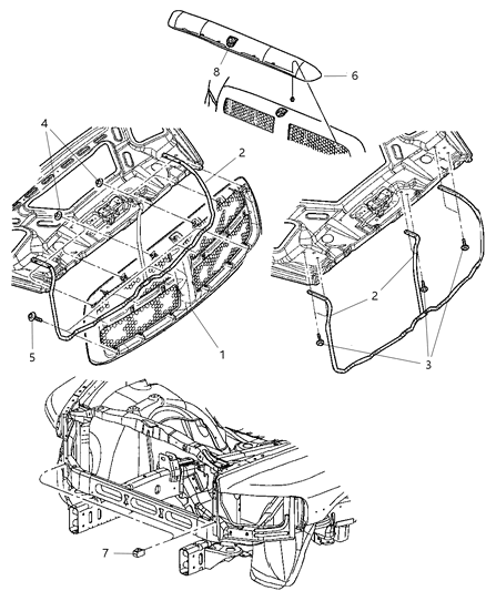 2007 Dodge Ram 3500 Cab Chassis Grille & Related Parts Diagram