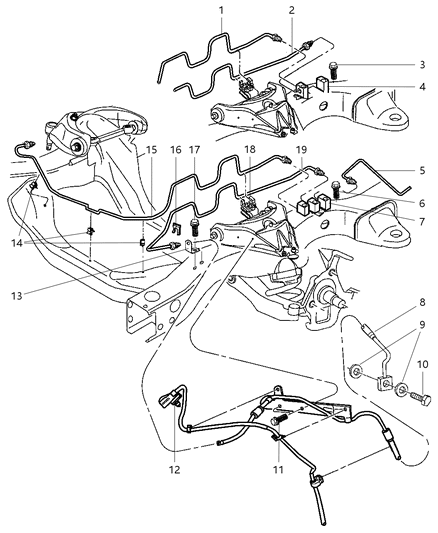 2001 Dodge Durango Lines & Hoses, Front Diagram 1