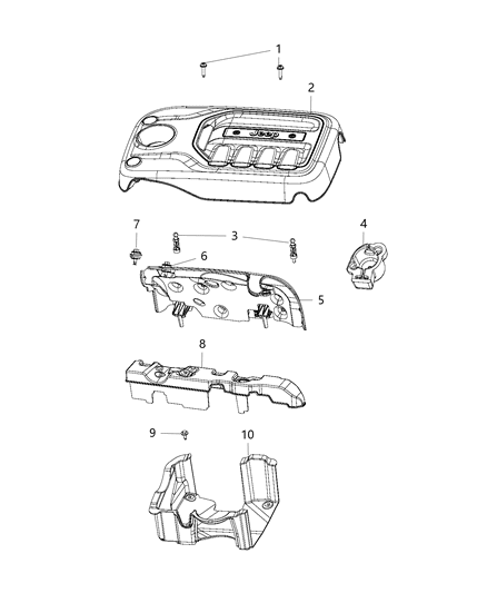 2021 Jeep Cherokee Engine Cover & Related Parts Diagram 1