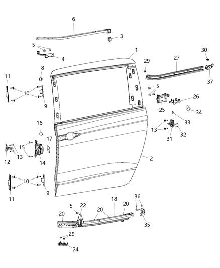 2018 Chrysler Pacifica Sliding Door Hinge Diagram for 68185996AC