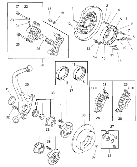 1998 Chrysler Sebring Brakes, Rear Disc Diagram