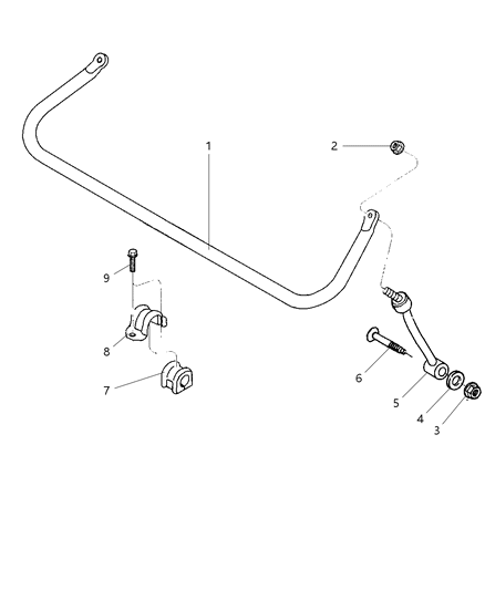 2006 Jeep Wrangler Bar, Front Sway Diagram