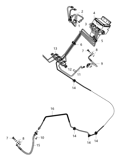 2021 Ram 1500 Brake Tubes & Hoses, Front Diagram