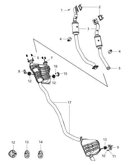 2011 Dodge Durango Exhaust Muffler And Tailpipe Diagram for 53010361AB