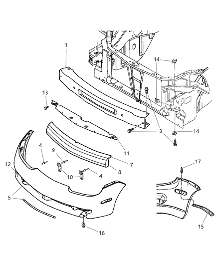 2000 Dodge Neon Fascia, Front Diagram