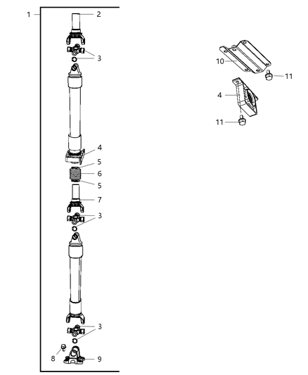 2010 Dodge Ram 1500 Rear Drive Shaft Diagram for 52123940AA