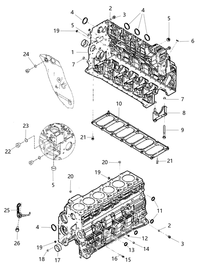 2013 Ram 3500 Engine Cylinder Block & Hardware Diagram 2