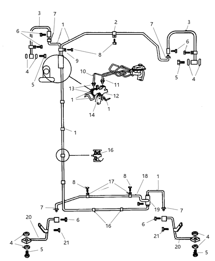 1997 Dodge Viper Lines & Hoses, Brake Diagram