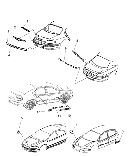 1999 Dodge Intrepid NAMEPLATE-DECKLID Diagram for QT41CA1AA