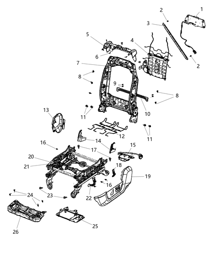 2018 Ram 3500 Cab Chassis Adjuster, Recliners And Shields - Driver Seat Diagram