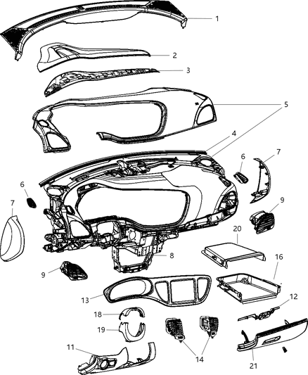 2012 Dodge Dart Cap End-Instrument Panel End Diagram for 1SV39LA3AB