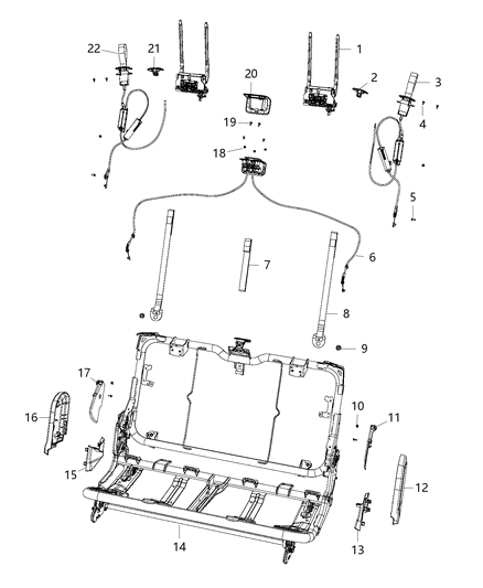2021 Jeep Wrangler Rear Seat Back Diagram for 68281220AD