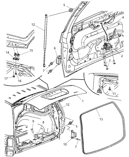 2004 Dodge Durango LIFTGATE-LIFTGATE Diagram for 55362165AB