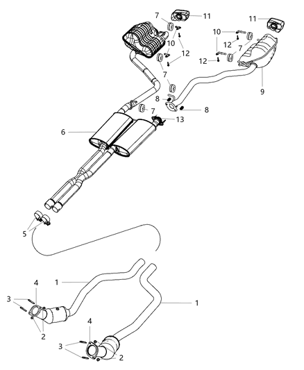 2014 Dodge Challenger Exhaust Muffler And Resonator Diagram for 68058776AD