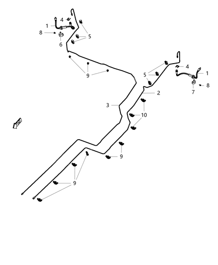 2020 Jeep Cherokee Brake Tubes & Hoses, Rear Diagram