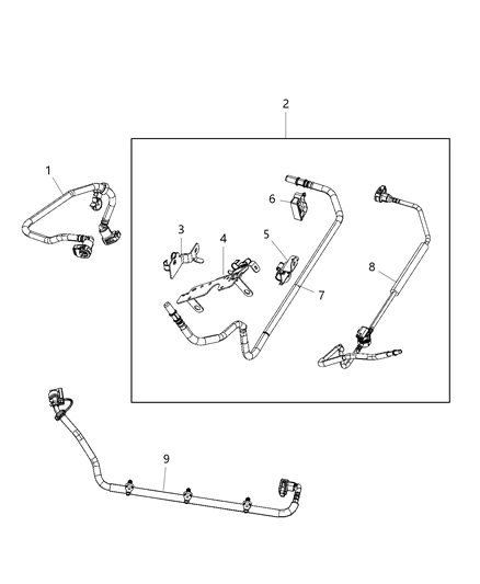 2020 Jeep Gladiator Fuel Lines/Tubes And Related Parts Diagram