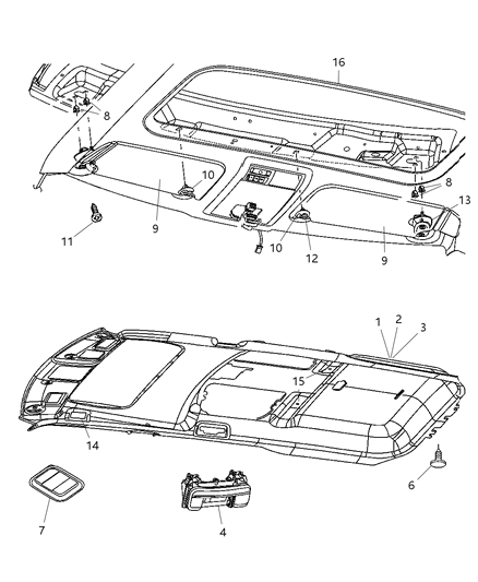 2006 Jeep Commander HEADLINER-None Diagram for 1DD881D1AA