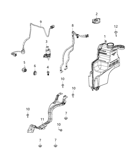 2021 Jeep Wrangler Windshield Washer Diagram for 68520178AA