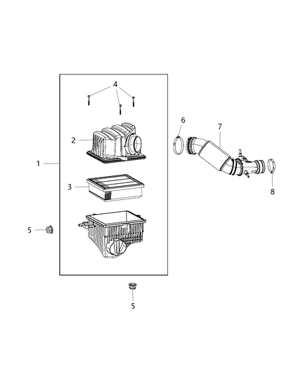 2020 Jeep Compass Clean Air Duct Diagram for 68297298AA