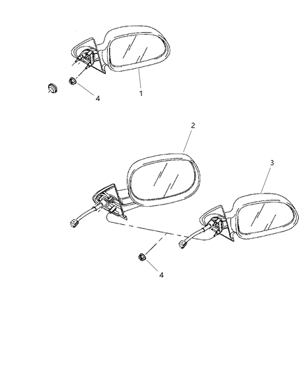 2003 Dodge Durango Mirror-Outside Rearview Diagram for 55077288AC