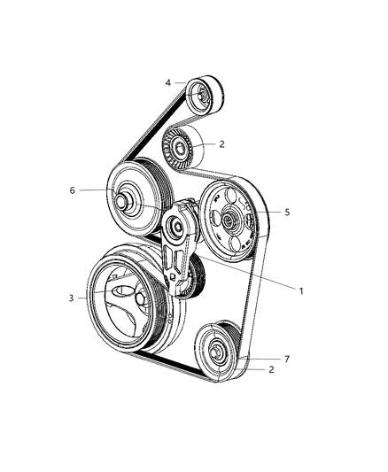 2009 Dodge Ram 3500 Cab Chassis Pulley & Related Parts Diagram 1